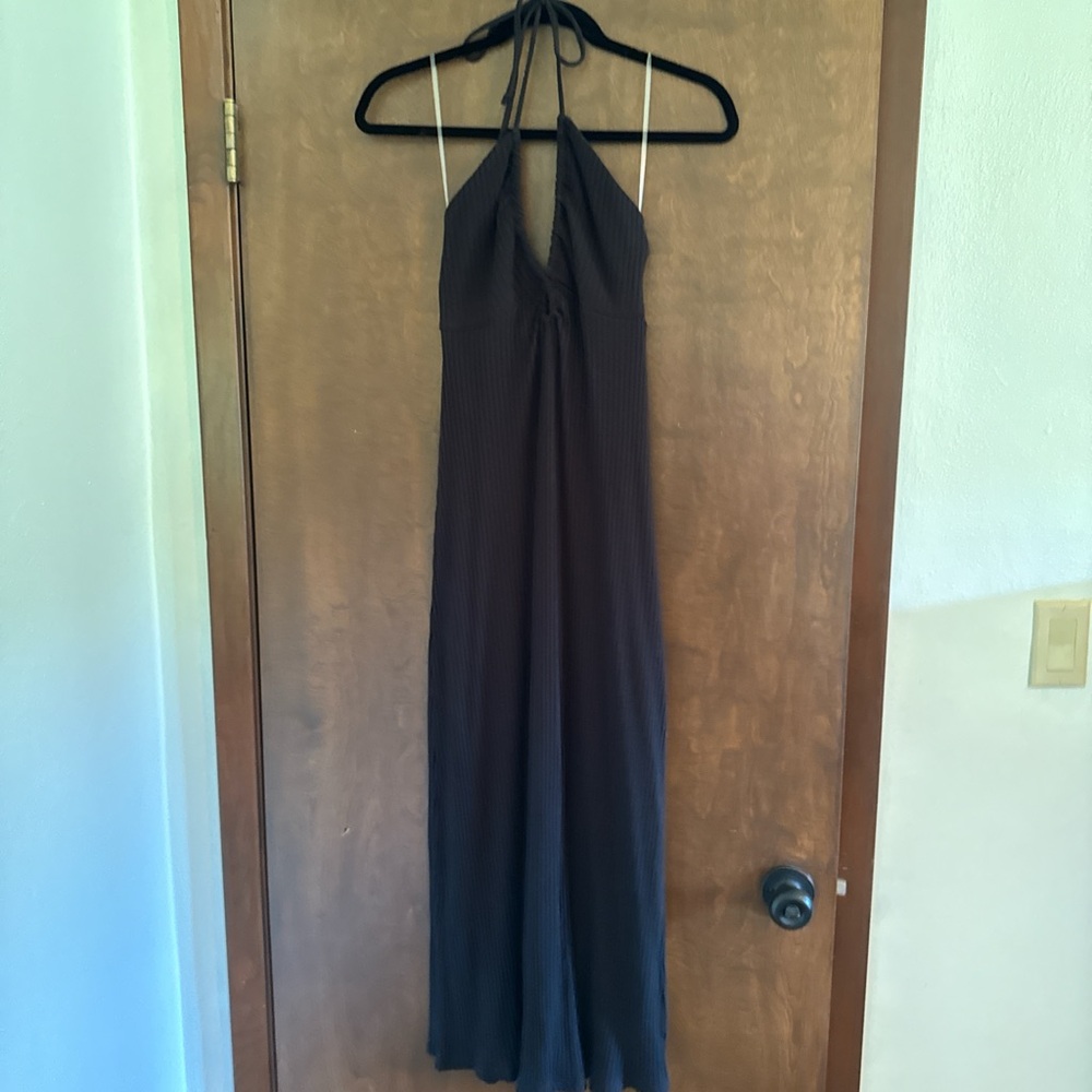 American Eagle Outfitters Black Backless Halter Dress